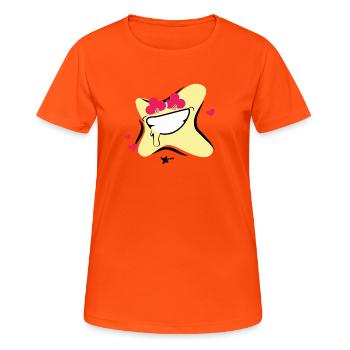 Étoile au sourir cœur d'amour - T-shirt respirant Femme - orange néon - Devant - AI Model Female 172 dark (172cm)