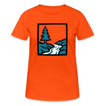 Fluss Wald Natur Logo - Frauen T-Shirt atmungsaktiv - Neonorange - Vorne - AI Model Female 172 dark (172cm)