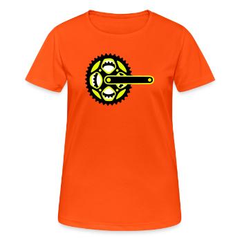 Icône de plateau de vélo - T-shirt respirant Femme - orange néon - Devant - AI Model Female 172 dark (172cm)