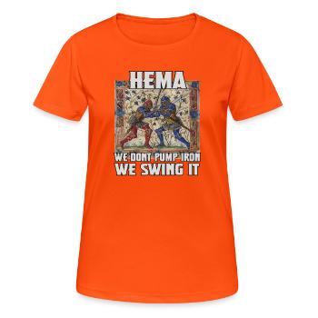 Chasseurs HEMA : Escrime historique et chevalerie - T-shirt respirant Femme - orange néon - Devant - AI Model Female 172 dark (172cm)