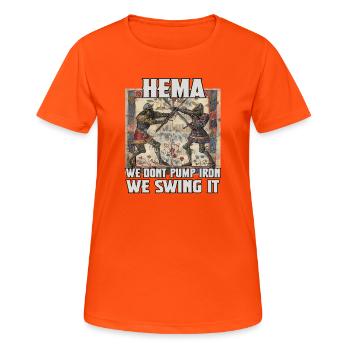 HEMA Champion Medieval Armour and Combat - Women's Breathable T-Shirt - neon orange - Front - AI Model Female 172 dark (172cm)