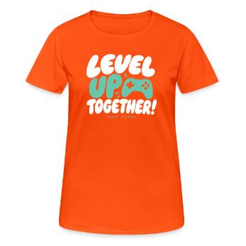 Équipe Monte de niveau ensemble : Nerds - T-shirt respirant Femme - orange néon - Devant - AI Model Female 172 dark (172cm)