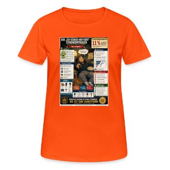 Ich schaue nur kurz – Prokrastination - Frauen T-Shirt atmungsaktiv - Neonorange - Vorne - AI Model Female 172 dark (172cm)