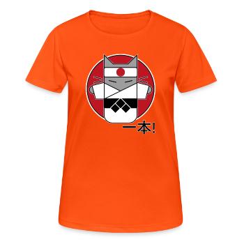 Judo Katze - Ippon - Frauen T-Shirt atmungsaktiv - Neonorange - Vorne - AI Model Female 172 dark (172cm)