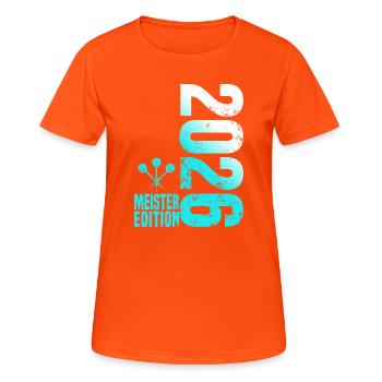 Champion de fléchettes 2026, maillot Kreisliga blanc cyan - T-shirt respirant Femme - orange néon - Devant - AI Model Female 172 dark (172cm)