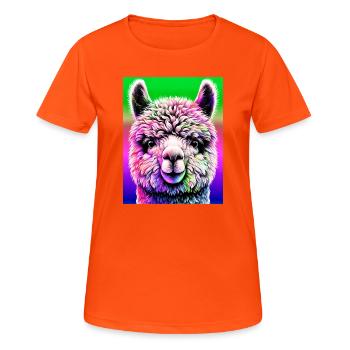 Alpaka - Frauen T-Shirt atmungsaktiv - Neonorange - Vorne - AI Model Female 172 dark (172cm)