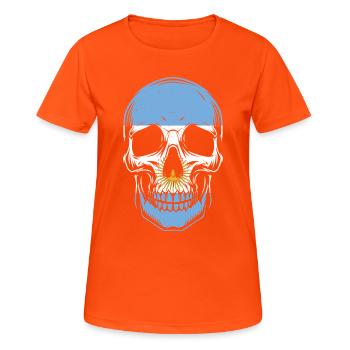 Skull Flag Argentina Vintage Skeleton - Women's Breathable T-Shirt - neon orange - Front - AI Model Female 172 dark (172cm)