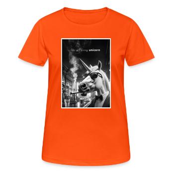 ImFckingUnicorn - T-shirt respirant Femme - orange néon - Devant - AI Model Female 172 dark (172cm)