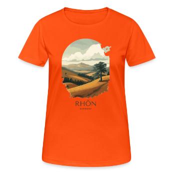 Rhön Vintage Landscape | National Park Style - Frauen T-Shirt atmungsaktiv - Neonorange - Vorne - AI Model Female 172 dark (172cm)