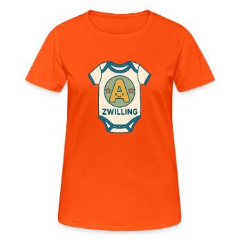 Zwilling Buchstabe A Babybody - Frauen T-Shirt atmungsaktiv - Neonorange - Vorne - AI Model Female 172 dark (172cm)