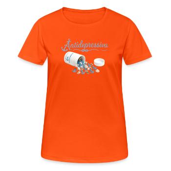 AnkerPillen Blaues Meeresbild - Frauen T-Shirt atmungsaktiv - Neonorange - Vorne - AI Model Female 172 dark (172cm)