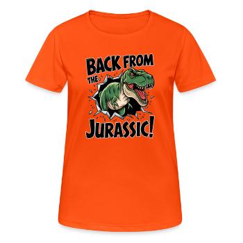 Back from the Jurassic T-Rex - Women's Breathable T-Shirt - neon orange - Front - AI Model Female 172 dark (172cm)