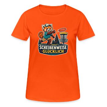 Scheibenweise glücklich – Discgolf - Frauen T-Shirt atmungsaktiv - Neonorange - Vorne - AI Model Female 172 dark (172cm)