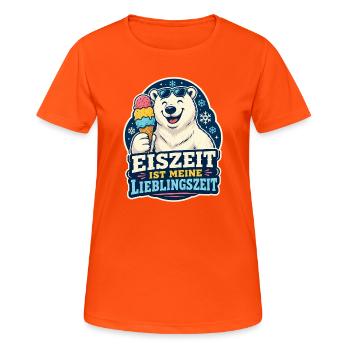 Eiszeit ist meine Lieblingszeit - Frauen T-Shirt atmungsaktiv - Neonorange - Vorne - AI Model Female 172 dark (172cm)