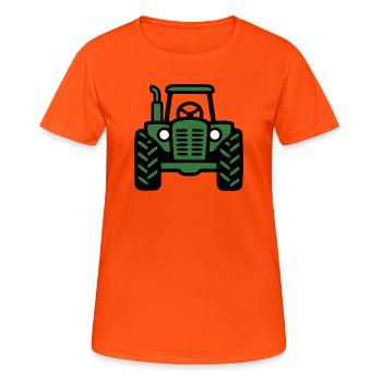 Tractor Front View Logo - Women's Breathable T-Shirt - neon orange - Front - AI Model Female 172 dark (172cm)