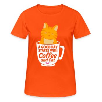 Chat tigré - T-shirt respirant Femme - orange néon - Devant - AI Model Female 172 dark (172cm)