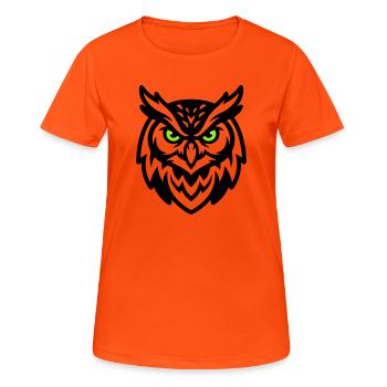 Mascotte hibou Logo E Sport - T-shirt respirant Femme - orange néon - Devant - AI Model Female 172 dark (172cm)