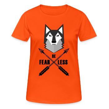 Be Fearless Wolf and Arrows - Frauen T-Shirt atmungsaktiv - Neonorange - Vorne - AI Model Female 172 dark (172cm)
