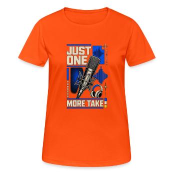 JUST ONE MORE TAKE - T-shirt respirant Femme - orange néon - Devant - AI Model Female 172 dark (172cm)