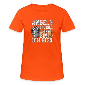 Hering Angeln Und Bier - Frauen T-Shirt atmungsaktiv - Neonorange - Vorne - AI Model Female 172 dark (172cm)