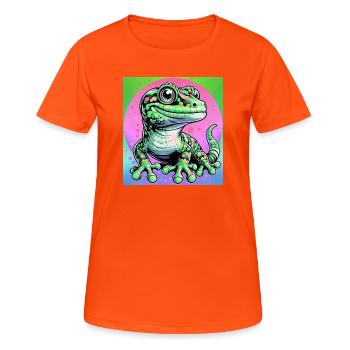Gecko - Frauen T-Shirt atmungsaktiv - Neonorange - Vorne - AI Model Female 172 dark (172cm)