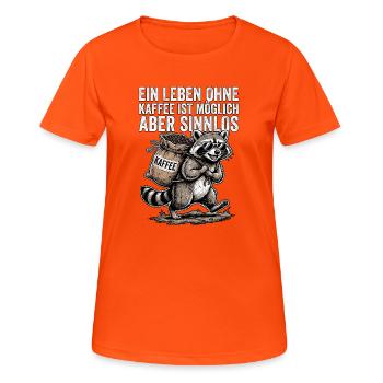 Kaffee Waschbär - Frauen T-Shirt atmungsaktiv - Neonorange - Vorne - AI Model Female 172 dark (172cm)