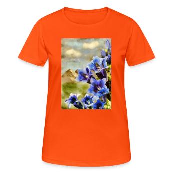 Enzian_DAP_Beliard_8 - Frauen T-Shirt atmungsaktiv - Neonorange - Vorne - AI Model Female 172 dark (172cm)