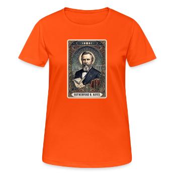 Rutherford B. Hayes Tarotkarte - Frauen T-Shirt atmungsaktiv - Neonorange - Vorne - AI Model Female 172 dark (172cm)