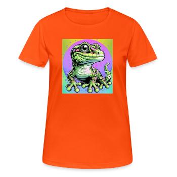 Gecko - Frauen T-Shirt atmungsaktiv - Neonorange - Vorne - AI Model Female 172 dark (172cm)