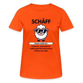 Schäff - Frauen T-Shirt atmungsaktiv - Neonorange - Vorne - AI Model Female 172 dark (172cm)