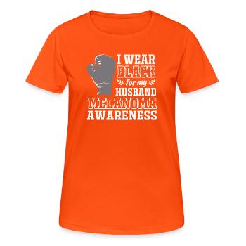 Hautkrebs Melanom - Frauen T-Shirt atmungsaktiv - Neonorange - Vorne - AI Model Female 172 dark (172cm)