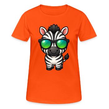 Süßes Zebra Cartoon Kawaii mit Sonnenbrille - Frauen T-Shirt atmungsaktiv - Neonorange - Vorne - AI Model Female 172 dark (172cm)
