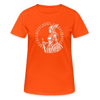 Schildmaid - Odin - Valhalla - Frauen T-Shirt atmungsaktiv - Neonorange - Vorne - AI Model Female 172 dark (172cm)