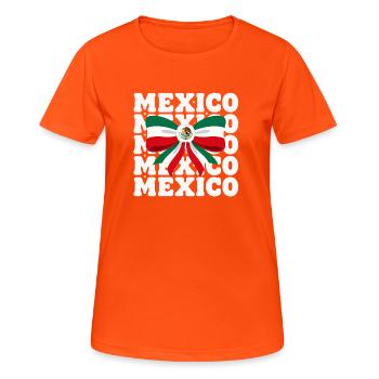 MEXICO Mexikanische Flagge Nationalstolz - Frauen T-Shirt atmungsaktiv - Neonorange - Vorne - AI Model Female 172 dark (172cm)
