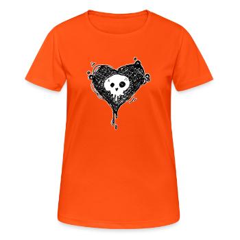Heart Skull Punk - Women's Breathable T-Shirt - neon orange - Front - AI Model Female 172 dark (172cm)