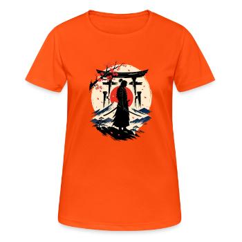 Der Weg des Samurai - Frauen T-Shirt atmungsaktiv - Neonorange - Vorne - AI Model Female 172 dark (172cm)