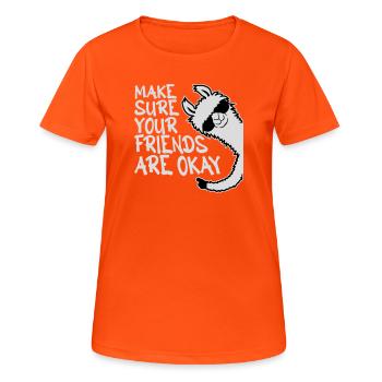 Make Sure Your Friends Are Okay Lama Sonnenbrille - Frauen T-Shirt atmungsaktiv - Neonorange - Vorne - AI Model Female 172 dark (172cm)