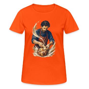 Boulanger Artisanal: Pain Rustique - T-shirt respirant Femme - orange néon - Devant - AI Model Female 172 dark (172cm)