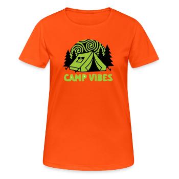 Zelt Camp Vibes Logo - Frauen T-Shirt atmungsaktiv - Neonorange - Vorne - AI Model Female 172 dark (172cm)