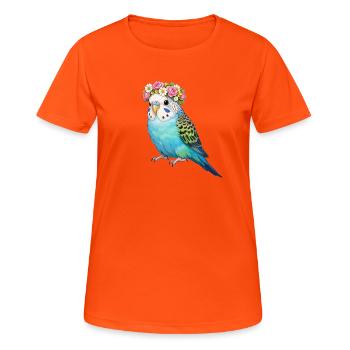 Wellensittich - Frauen T-Shirt atmungsaktiv - Neonorange - Vorne - AI Model Female 172 dark (172cm)