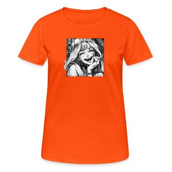 Lächelnde Kronprinzessin Linoldruck - Frauen T-Shirt atmungsaktiv - Neonorange - Vorne - AI Model Female 172 dark (172cm)