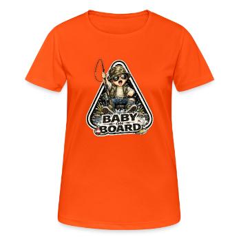 Kleiner Küstenabenteurer mit Angel - Frauen T-Shirt atmungsaktiv - Neonorange - Vorne - AI Model Female 172 dark (172cm)