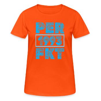 Improvement in 1993 - Women's Breathable T-Shirt - neon orange - Front - AI Model Female 172 dark (172cm)
