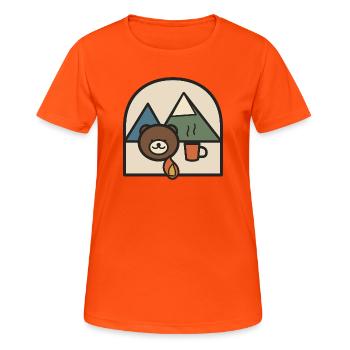 Camping pour ours près des montagnes et café - T-shirt respirant Femme - orange néon - Devant - AI Model Female 172 dark (172cm)
