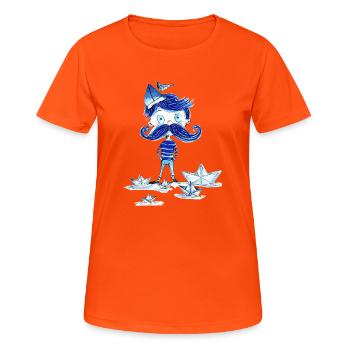 Monsieur Bleu - T-shirt respirant Femme - orange néon - Devant - AI Model Female 172 dark (172cm)