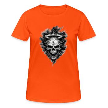 Graphique d’horreur gothique de crâne avec fumée sombre - T-shirt respirant Femme - orange néon - Devant - AI Model Female 172 dark (172cm)