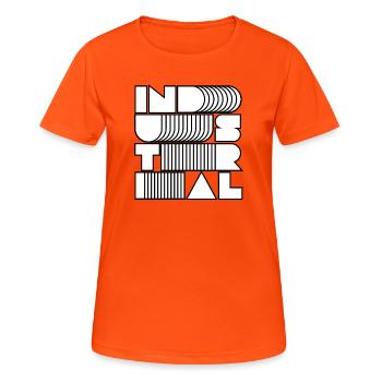 Industrielle Op-Art-Buchstaben - Frauen T-Shirt atmungsaktiv - Neonorange - Vorne - AI Model Female 172 dark (172cm)