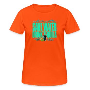 Spare Wasser, trink Tequila - Lustiges Shirt - Frauen T-Shirt atmungsaktiv - Neonorange - Vorne - AI Model Female 172 dark (172cm)