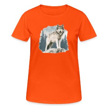 Wolf Vintage - Frauen T-Shirt atmungsaktiv - Neonorange - Vorne - AI Model Female 172 dark (172cm)