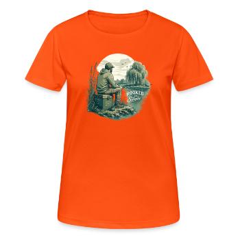 Hooked on Silence / Für Angelbegeisterte - Frauen T-Shirt atmungsaktiv - Neonorange - Vorne - AI Model Female 172 dark (172cm)